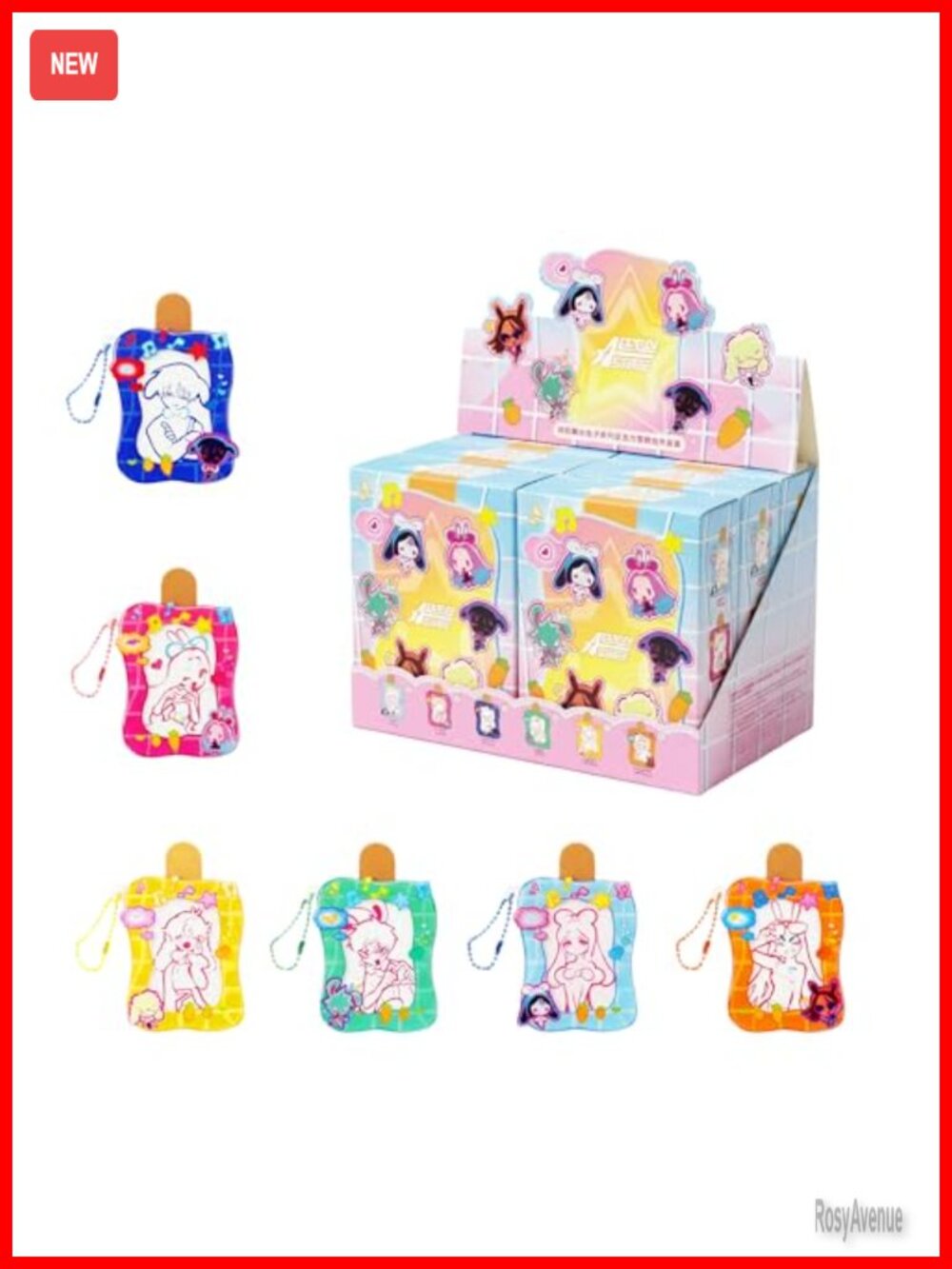 Acrylic Blind Box Ice Pop Keychain 6-Pack Anime Rabbit Series Bag Charm